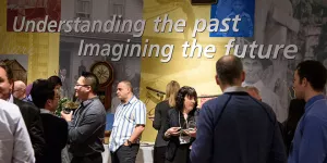 People mingling at a networking event.