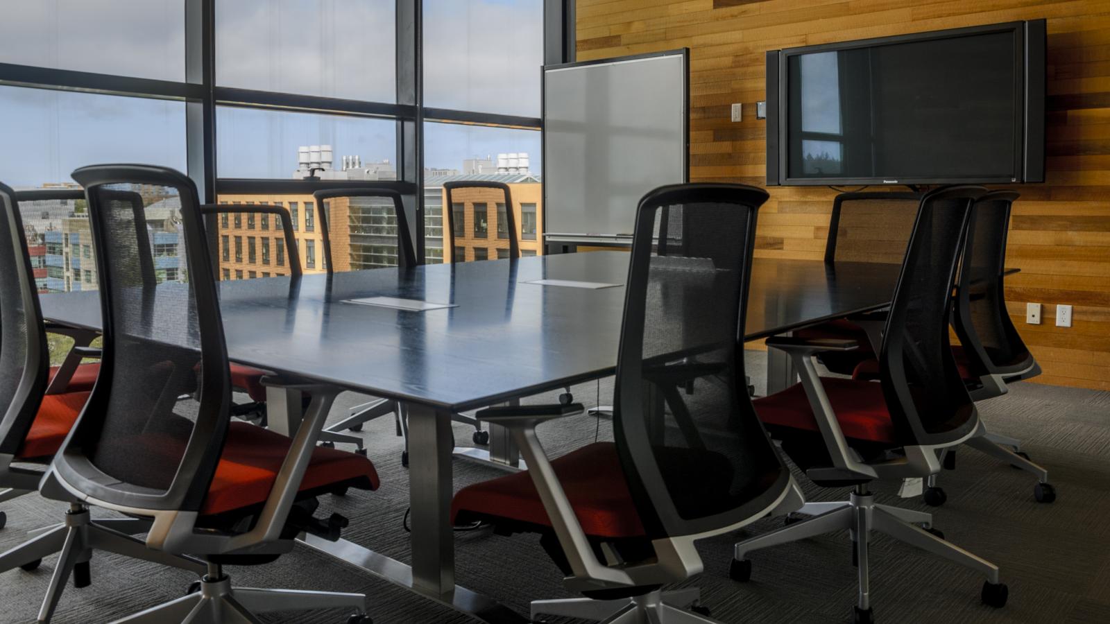 A view of empty, well-lit Room 6124. 