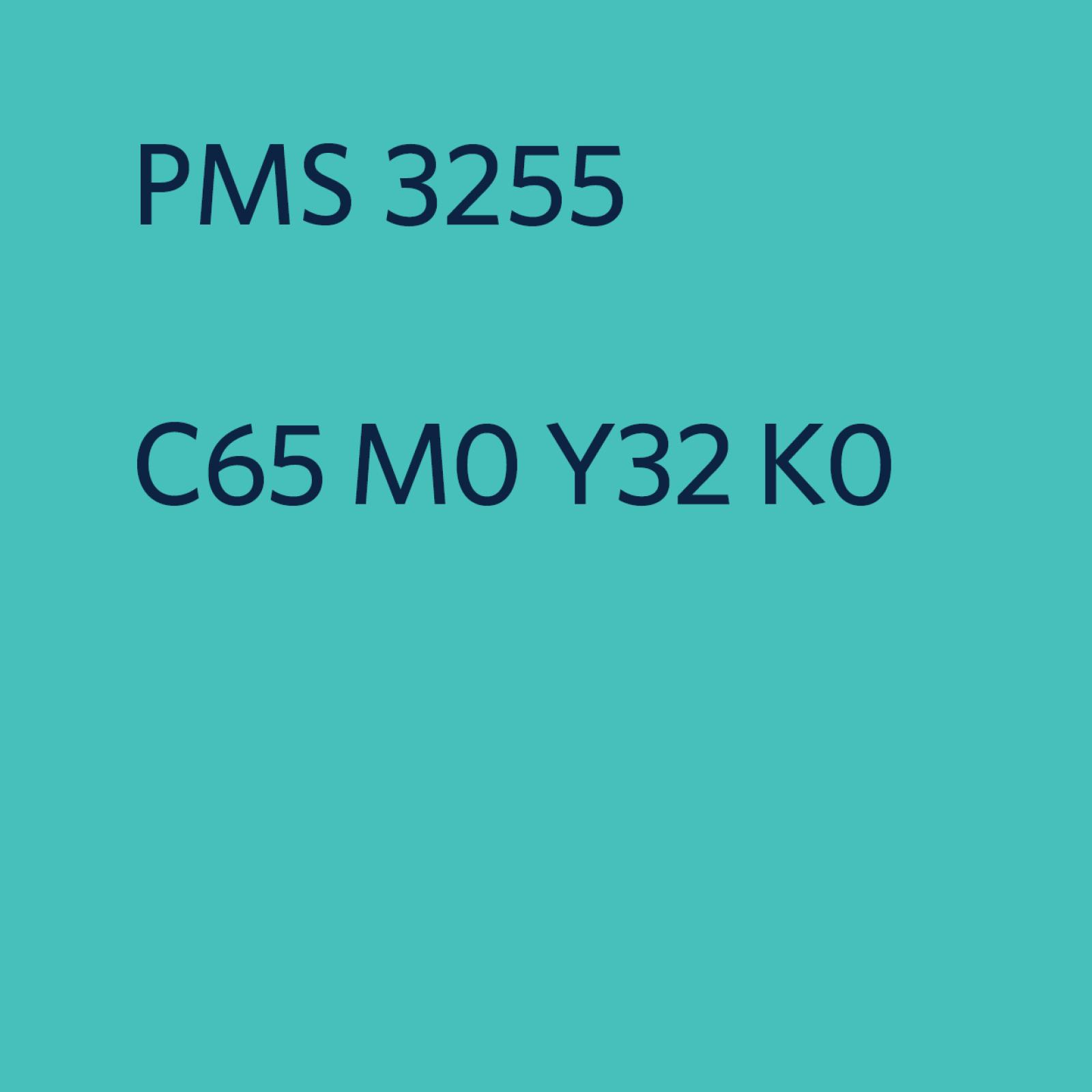 Pharm Sci's Print Primary colour swatch, with the values "PMS 3255" and "C65 M0 Y32 K0".
