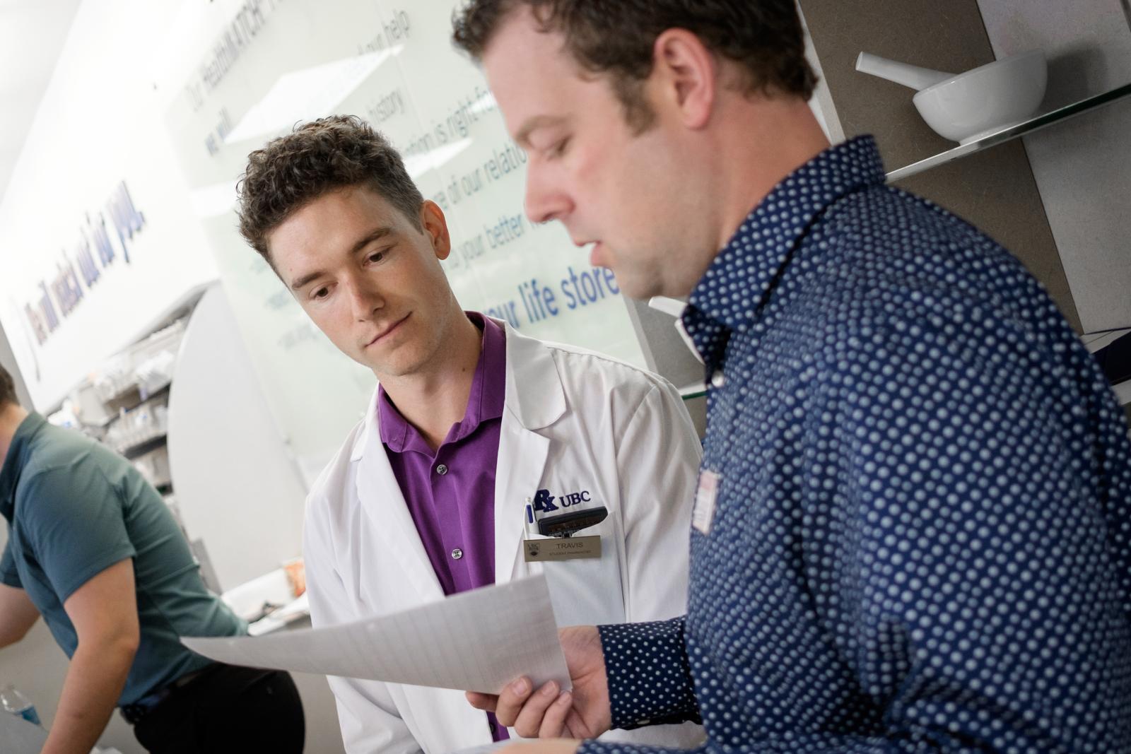 Travis Orange with practice educator Mike Huitema